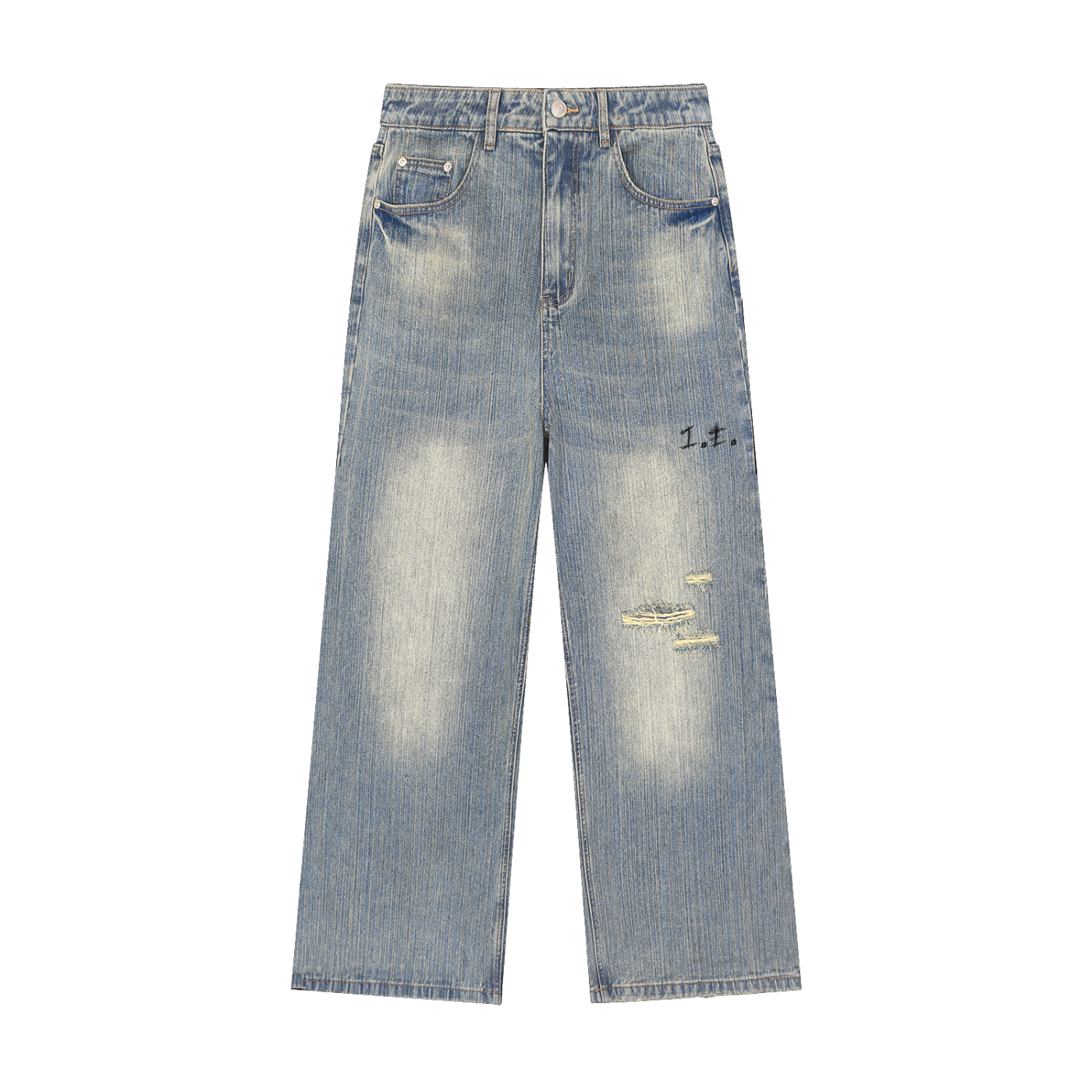 Vintage Wash Distressed Denim Jeans