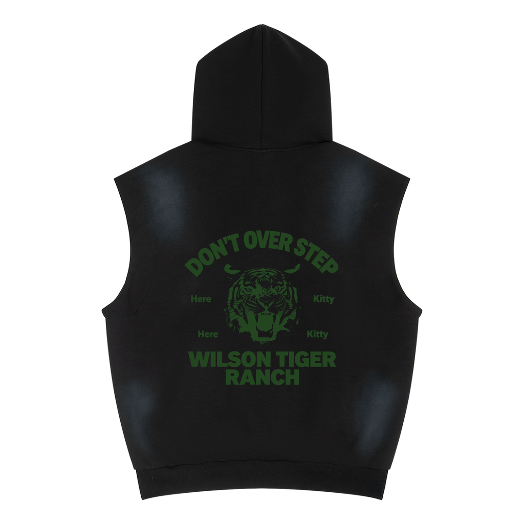 Unisex Vintage Wash Sun Fade Sleeveless Hoodie