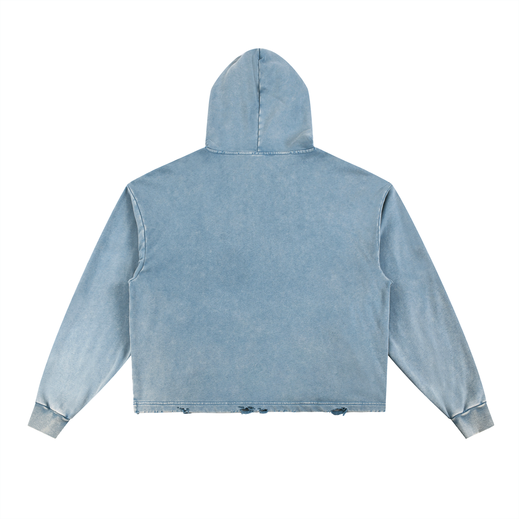 Vintage Washed Frayed-Hem Hoodie (unisex)